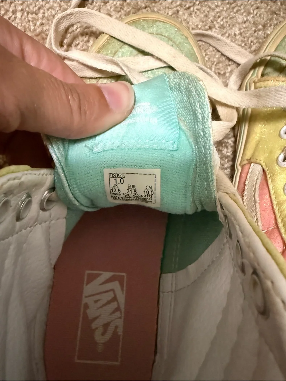 Vans Kids High-Top Sneakers in Pink,‎ Mint & Yellow
